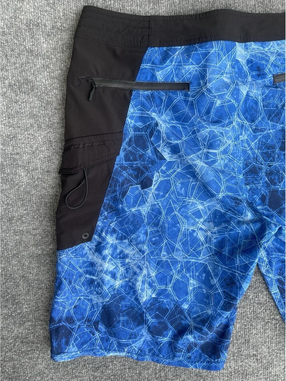 Pelagic Men’s Size 36 Blue Black High Performance Fishing Board Shorts Swim